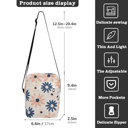 KLL Daisies Navy Blue messenger bag crossbody Vegan Leather Shoulder Bag Travel Shoulder Handbags3