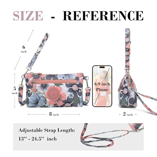 Image of Small Wristlet Wallets for Women Nylon RFID Cross body bag | Cell Phone Purse with Built-In Card Slots for Daily Outings