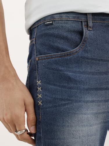 Image of WROGN Men's Cotton Stretch Jeans | Solid | Slim Fit