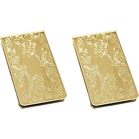 Stephanie Imports Men's Chrome-Plated Stainless Steel Boxed Money Clip Regular Gold Vintage Victorian Scroll Cover