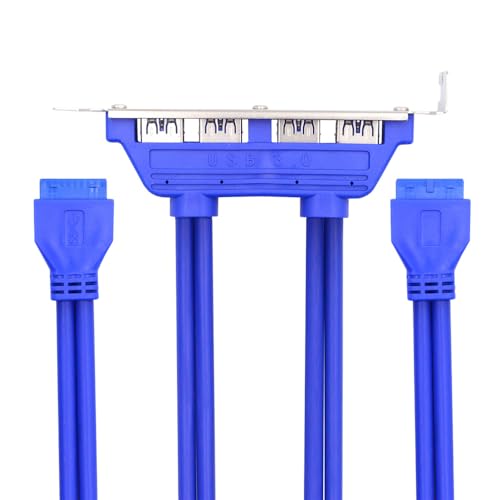 Xiwai 4 Ports USB3.0 Female Hub to Motherboard 20pin Mount Panel Extension Baffle Cable with PCI Bracket 50cm