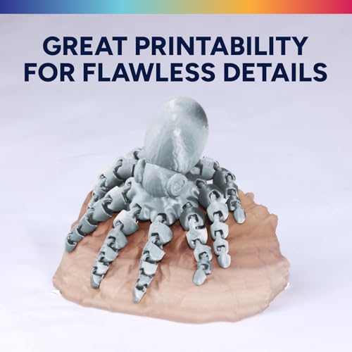 Image of OVERTURE Silk PLA Filament 1.75mm, Clog-Free Shiny, Metallic Shine 3D Printer Filament, 1kg Spool (2.2lbs), Ideal for Cosplay Jewelry & Home Decor (Silk Silver)