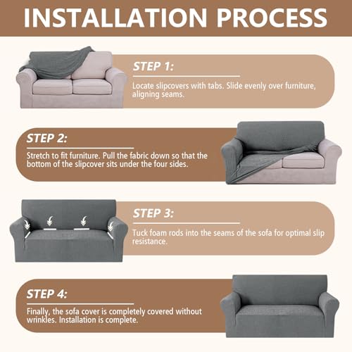 Housse canapé 2 places extensible gris clair universelle Ystyle - 8