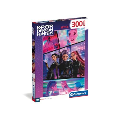 Clementoni KPOP Demon Hunters Super Puzzle 300 Pieces for Kids Age 9+, Made in Italy, Challenging Screen Free Play, Boosts Focus, Problem Solving and Patience, for Kpop Fans