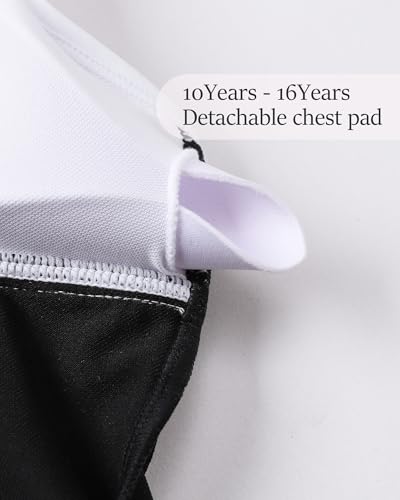 Girl Swimsuit One Piece Skirt Girls Black Swimsuit V Neck Adjustable Straps Tummy Control Girls' Swimwear 6-14 Yizuoding0014