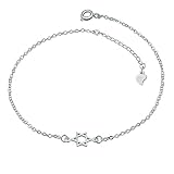 Material: plata de ley 925. Korliya - Tobillera ajustable de plata de ley 925, diseño de estrella india de David