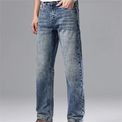Men's Spring Fall Jeans – Straight Wide-Leg Washed Loose Denim Pants2
