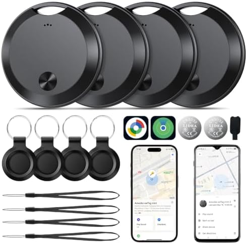 2026 Upgrade Dual System Air Tracker 4er Pack | Bluetooth Smart Tag für Android & iOS – Kompatibel mit Apple Find My & Google Find Hub | Schlüssel Finder, Geldbörsen Tracker