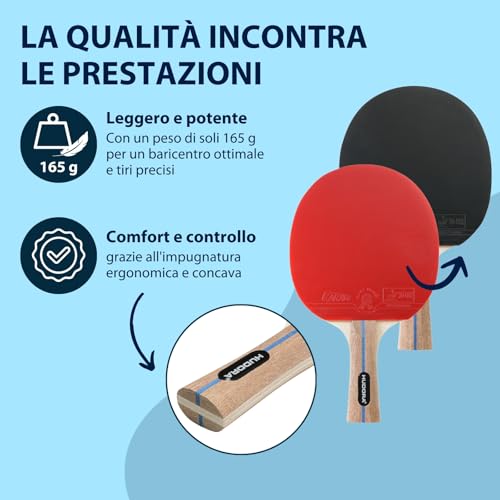 Hudora Racchetta Da Ping Pong Game - Racchetta Di Pregio Da Ping Pong Con Rivestimento Ittf Karate - Racchetta Da Tennis Da Tavolo Per Principianti Ed Esperti - Racchetta Comoda In Legno - 3
