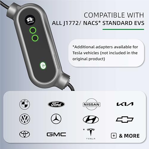 CHARGEWARE Level 2 EV Charger 240V 40A, ETL/FCC Certified, 24ft Cable, Portable & Wall Mounted EV Charging Station, NEMA 14-50 Plug, Includes 5-15 Adapter for Level 1 Charging, LCD Screen, Dark Gray by CHARGEWARE - Image 6