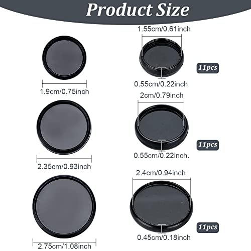 BENECREAT 33 Stück Schwarze Kunststoff-Expander-Discs Discbound-Expansion-Discs, 3 Arten von Lose-Blatt-Ordnerscheiben Aus ABS-Kunststoff Für DIY-Notizbücher Und Kunstwerke, 0.6~0.9 Zoll