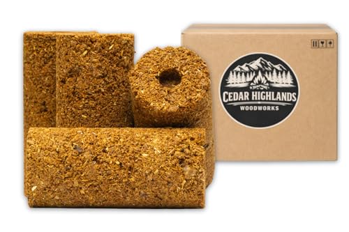Natural Cedar Firelogs (4 Pack) – Soy Wax Firelogs, Long Burning, Easy to Light, Indoor Outdoor Fireplace & Campfire Logs, 3+ Hour Burn Time – Cedar Highlands Woodworks