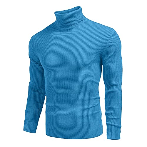 SAMST Mens Ribbed Slim Fit Knitted Pullover Turtleneck Sweater Casual Thermal Sweaters Basic Tops Lightweight Sweaters