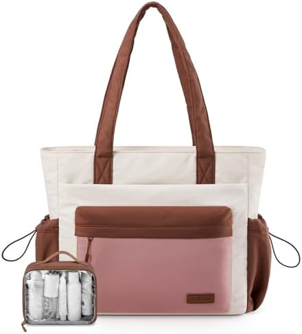 LOVEVOOK Tote Bag for Women, Puffer Work Tote with Zipper, Compartments, Travel Handbag for Nurse, Teacher, Daily Use, Gym