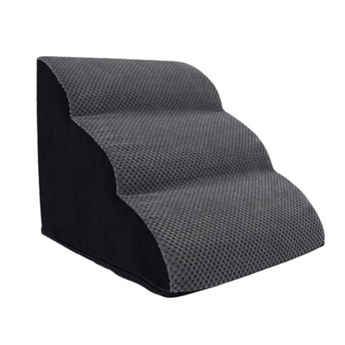 Hxuolue 折りたたみ式の3/4段式頑丈な小型犬用ランプ階段。ソファーへの乗り降りをサポートするペット用階段 滑り止めの取り外し可能なカバー付き。屋内使用。簡単に交換・洗濯可能。家族に欠かせないアイテム。 (M 3?)