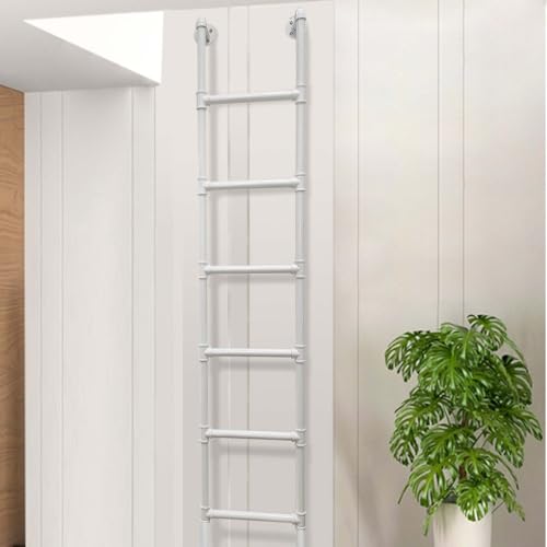 Soluzione salvaspazio: questa scala a parete ha un design compatto, che la rende perfetta per piccoli appartamenti e spazi ristretti. La sua costruzione robusta garantisce sicurezza e durata, mentre l'aspetto elegante completa l'arredamento della casa. Facile da installare, è versatile per accedere a soffitte e loft.
