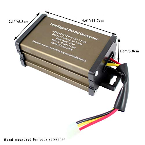 Pro Chaser DC-DC 72V 60V 48V Volt Voltage to 12V Step Down Voltage Reducer Regulator 180W 15A for Scooters & Bicycles Golf cart (10A 72v-12v)2