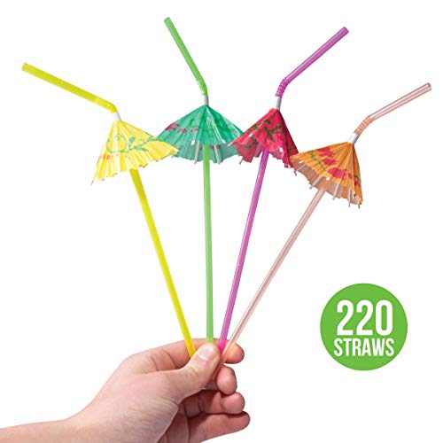 Prextex 200 pitillos cocktail paraguas flexibles de plástico miniatura 5