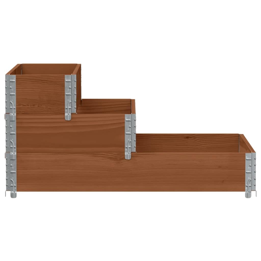 3-stufiges Hochbeet Kiefer 120×80×60,5 cm, klappbar, Braun, 20 mm Bohlen, Balkon-Garten