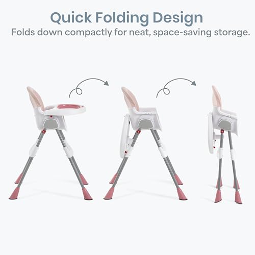 Dream On Me TableTalk 2-in-1 High Chair for Baby & Toddler – Convertible High Chair to Junior Chair, Removable Padded Seat, Dual Dishwasher-Safe Trays, Styrdy Steel Frame, Quick Folding Design – Pink by Dream On Me - Used condition - Image 6