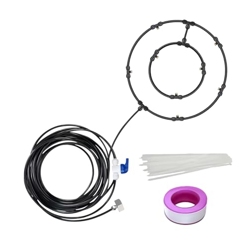 Kit de Ventilador con Nebulizador | Manguera de Nebulización Refrescante para Ventilador de Exterior | Difusor de Agua Multiboquilla con Cobertura Amplia para Jardín Terraza Barbacoa Porche