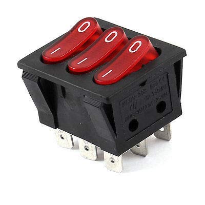 Interrupteur bascule 9 broches triple SPST rouge néon pour commutateur I/O