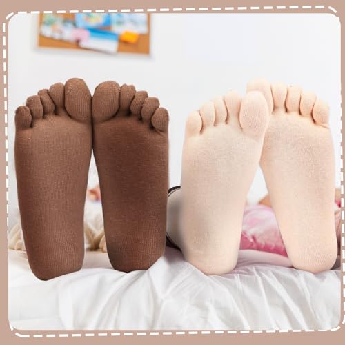 Bencailor 4 Pair Women Five Toe Socks Cotton Toe Socks Athletic Running Long Split Toe Women's Cotton Crew Ankle Socks(Pretty Colors)2