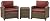 Crosley Furniture Bradenton 3-Piece Outdoor Chair and Side Table Set, Wicker Patio Conversation Sets, Brown with Sangria Cushions