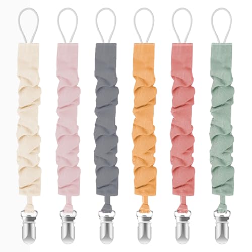 Image of Tender Babe Pacifier Clips for Baby Boys and Girls, Pacifier Holders for Teething Relief and Baby Essentials, Safe for Newborns (6 Pack)