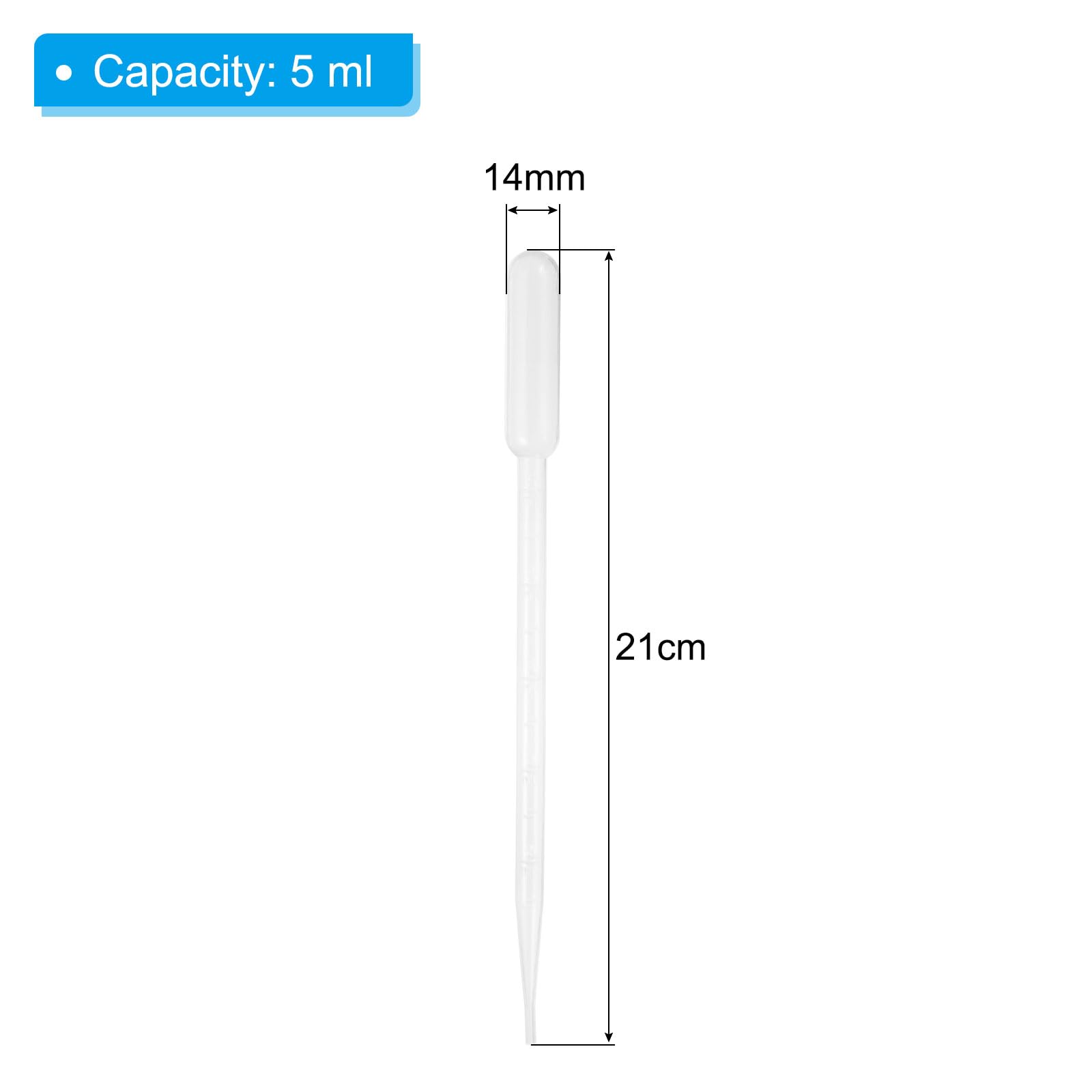 PATIKIL Pipetas 5 ml, 1000 Piezas Pipetas Plástico Pipetas Desechables Pipetas Transferencia Pipetas Plástico Calibradas Con Escala Para Científico Resina Manualidades Maquillaje Aceite