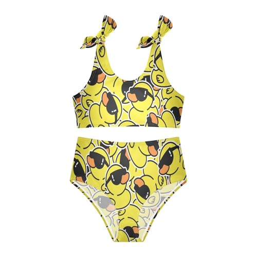 Wusikd Yellow Duck Girls Swimsuits Two Piece Funny Swimwear Bikini Set for for Girls Size 11-12T3