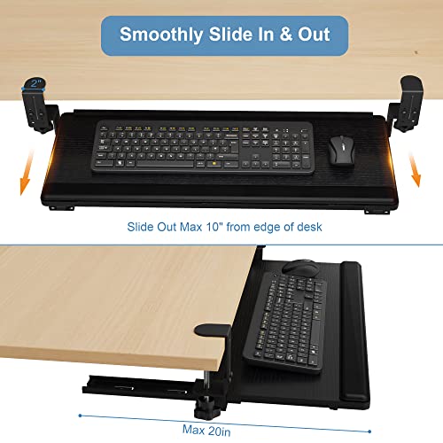 Eqey Keyboard Tray Under Desk, Height Adjustable Keyboard Tray Ergonomic Pull Out Under Desk Drawer Keyboard Platforms With Wrist Support Pad Keyboard Drawer For Desk (26 X 10 Inch, Black) #TOP3