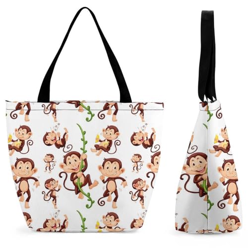 Sac de shopping singe de dessin animé - Cabas grand format 28.5x18x32.5cm