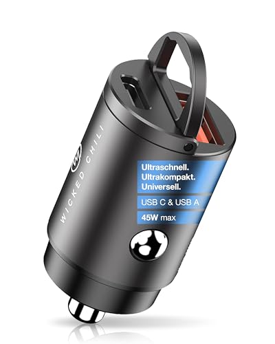 Wicked Chili 45W Tiny USB KFZ Ladegerät Schnelladegerät, Dual Ladeadapter Zigarettenanzünder...