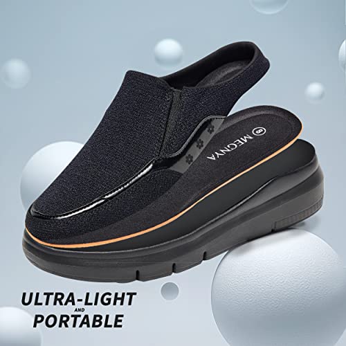 Megnya Breathable Walking Shoes For Women, Non Slip Adjustable Mules Clogs For Anti-Odor,Fashion Slip On Shoes For Working Black Size 9 #TOP7