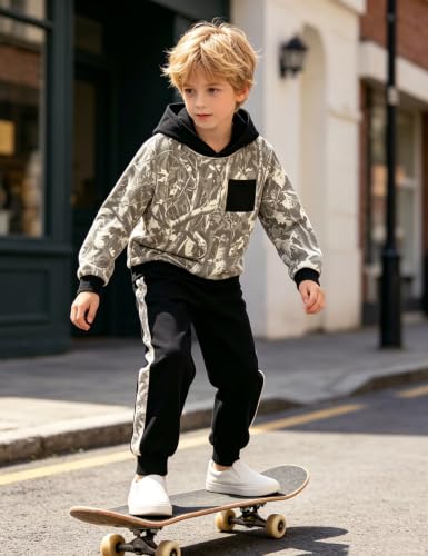 Image of Boys Clothes Fall Winter Outfits Camouflage Long Sleeve Hoodie and Pants 2PC Kids Clothes Boys for 5-14 Years