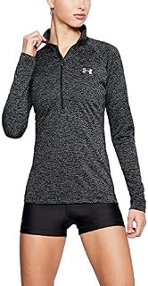 UNDER ARMOUR womens Tech Twist ½ Zip Long Sleeve Pullover, Black (001)/Metallic Silver
