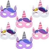 Accesorio de disfraz: cada máscara de unicornio para niños mide aprox. 18,5 x 17 cm/ 7,3 x 6,7 pulgadas, adecuado para servir como artículos de fiesta y decoración para los amantes de los unicornios; Tanto los niños como las niñas se sentirán atraídos fácilmente a primera vista