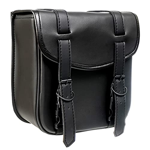 Sacoche sissy bar moto cuir synthétique noir bagage custom universel