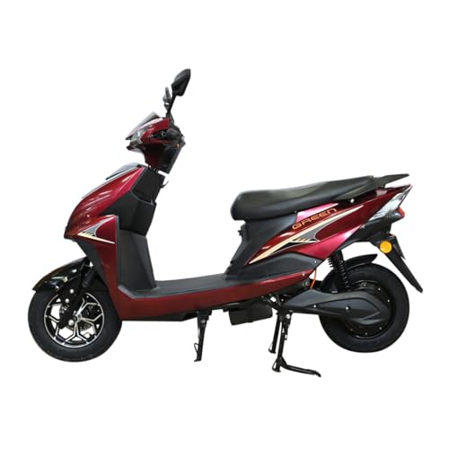 Image of Green Invicta Low Speed Electric Scooter Non RTO 60KM Range Red with Portable Charger