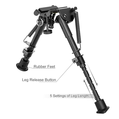 Feyachi M Lock Bipod Carbon Fiber Tactical Rifle Bipod 6 to 9 Inches with M Lock Adapter for Outdoor Hunting and Shooting - Image 4