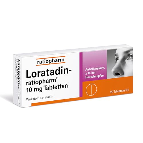 Loratadin-ratiopharm 10 mg Tabletten: schnelle und langanhaltende Hilfe bei Heuschnupfen, ganzjährigem allergischen Schnupfen und chronischer Nesselsucht - bereits ab 2 Jahren geeignet, 20 Tabletten