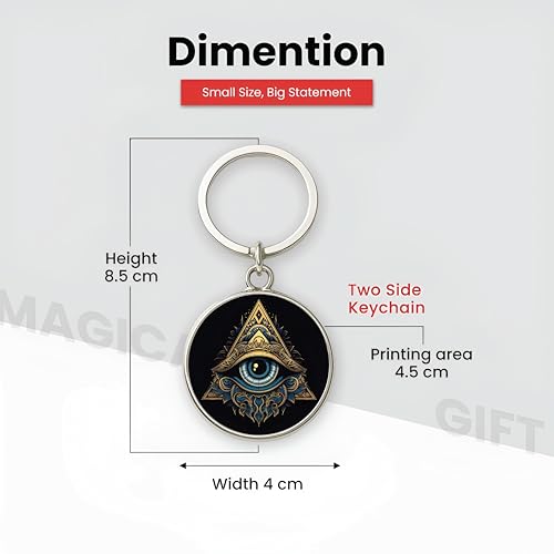 Image of MG | Protective Evil Eye /Spiritual Symbols /Om /Motivational Keychains | Double-Sided Metal Key Ring | Good Luck and devine Charm for Car, Bike, Home & Office