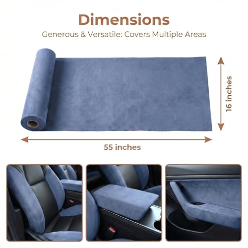 Image of Suede Fabric Wrap - Self Adhesive Film Sticker 16 x 55 Inches Silky Decal Sheet for Car Interior Furniture Upholstery DIY Elastic Stretch Peel and Stick French Blue