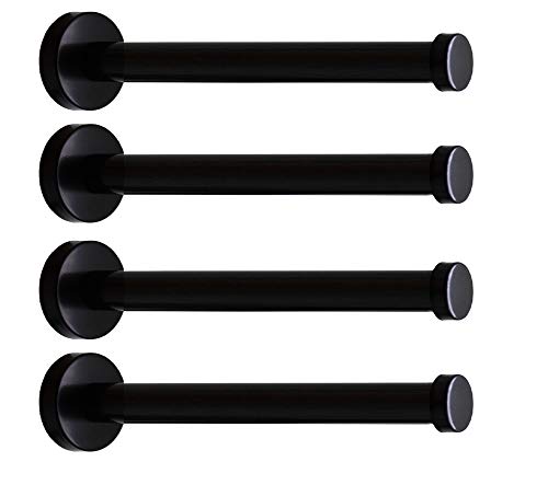 NELXULAS Classic Black Stainless Steel Heavy Duty Wall Mount Hooks, Bath Towel Hooks, Coat Hanger, Handbag Hooks, 4 in Pack (8")