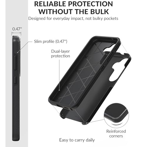 Image of Crave Compatible with Samsung Galaxy S25 Case (6.2 inch), Slim Fit, Shockproof Dual Layer Grip, Wireless Charging Compatible - Black