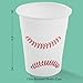 Baseball Party Disposable Plastic Cups with Red Stitching, 12 Ounce Size, 50 Count