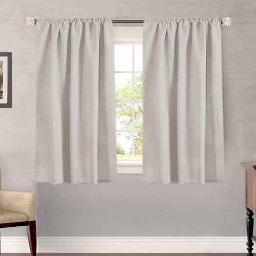 Image of H.VERSAILTEX Blackout Curtains Thermal Insulated Window Treatment Panels Room Darkening Blackout Drapes for Living Room Back Tab /Rod Pocket Bedroom Draperies, 52 x 45 Inch, Stone, 2 Panels