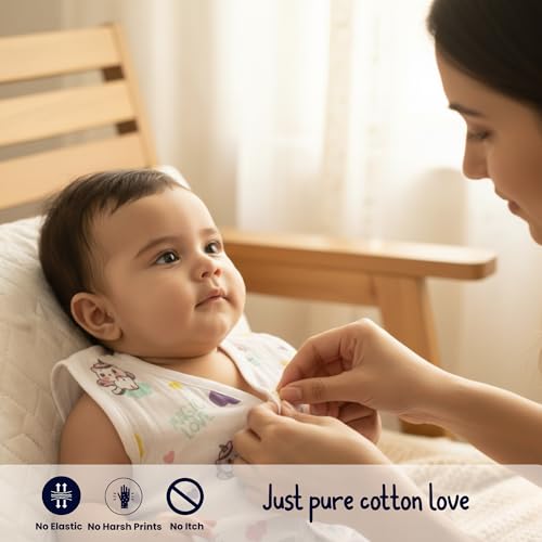 Image of Muslin Jhablas for New Born Baby| 100% Cotton Muslin Sleeveless Jhabla Set | Ultra Soft & Breathable Baby Jhablas for Summer