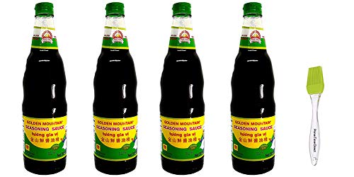 Golden Mountain Seasoning Sauce, 20 Ounce (Pack of 4) Bundled with PrimeTime Direct Silicone Basting Brush in a PTD Sealed Bag